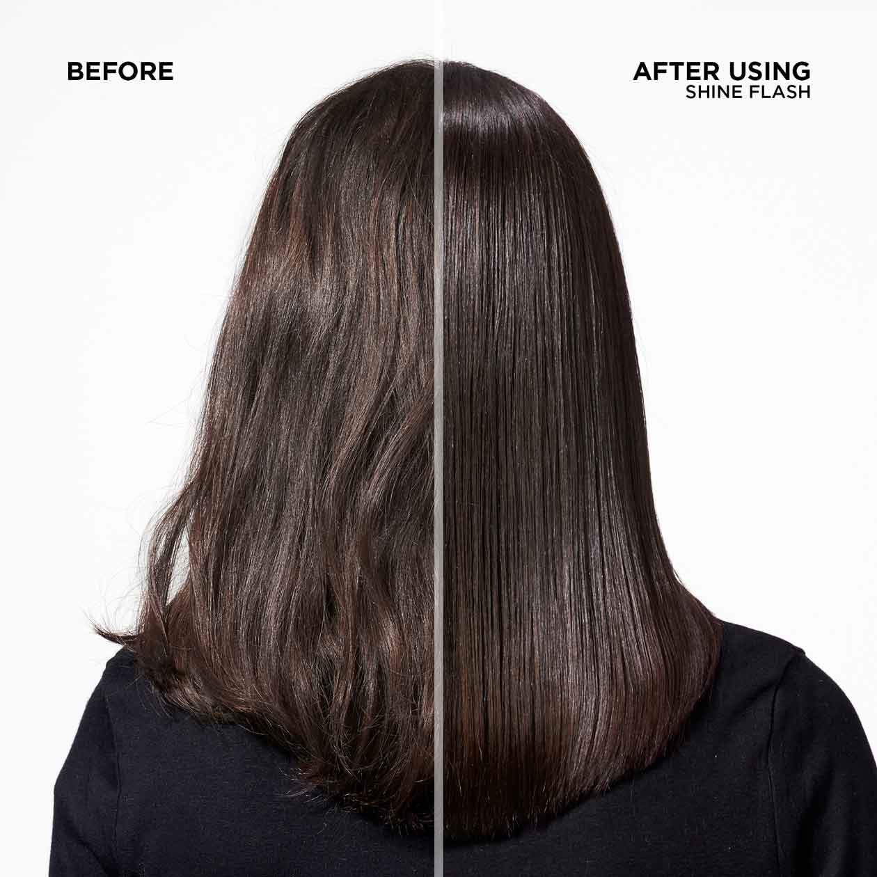 Before and after use REDKEN Shine Flash Glass-Like Spray