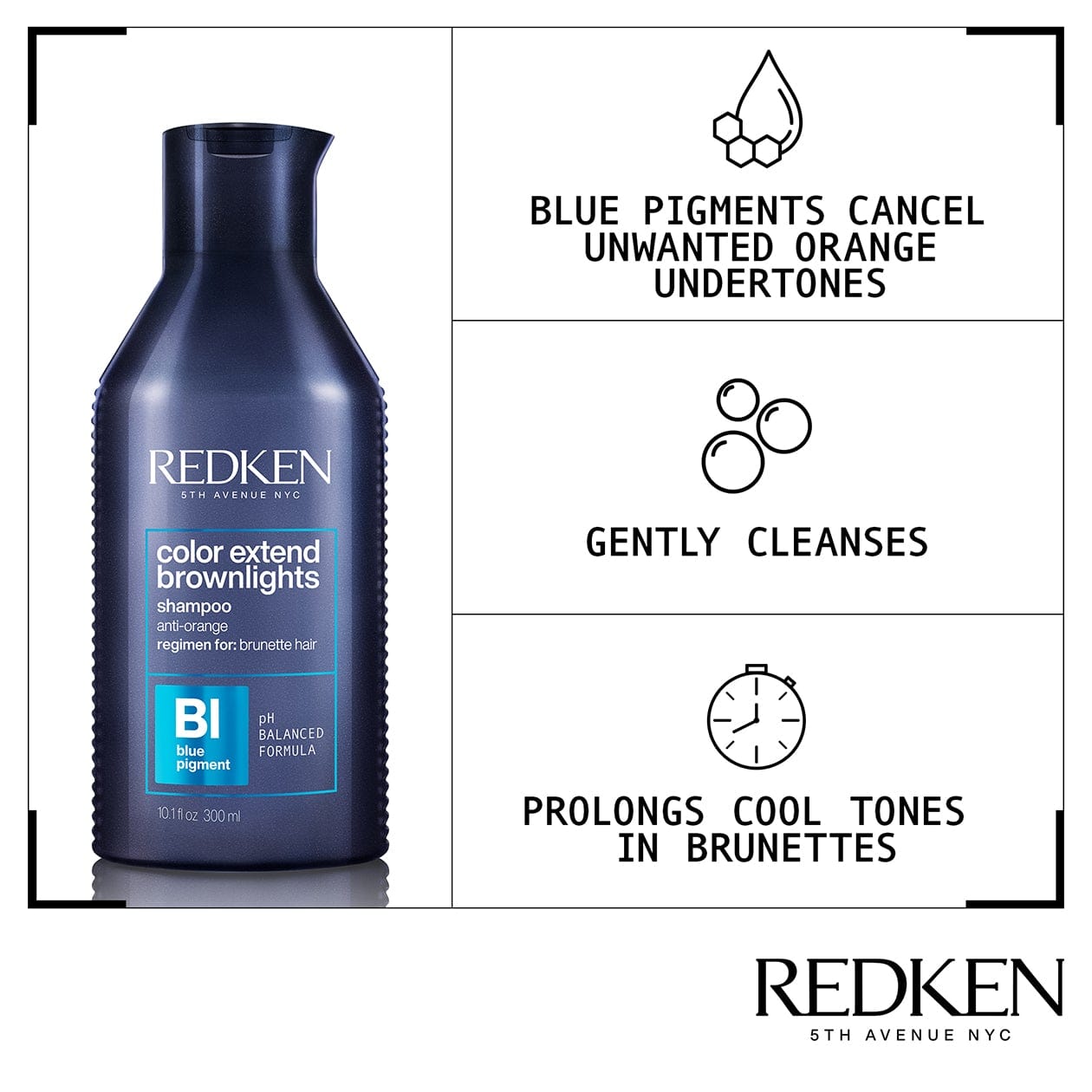 Leah's Locks Salon Essentials Shampoo REDKEN Color Extend Brownlights Sulfate-Free Blue Shampoo